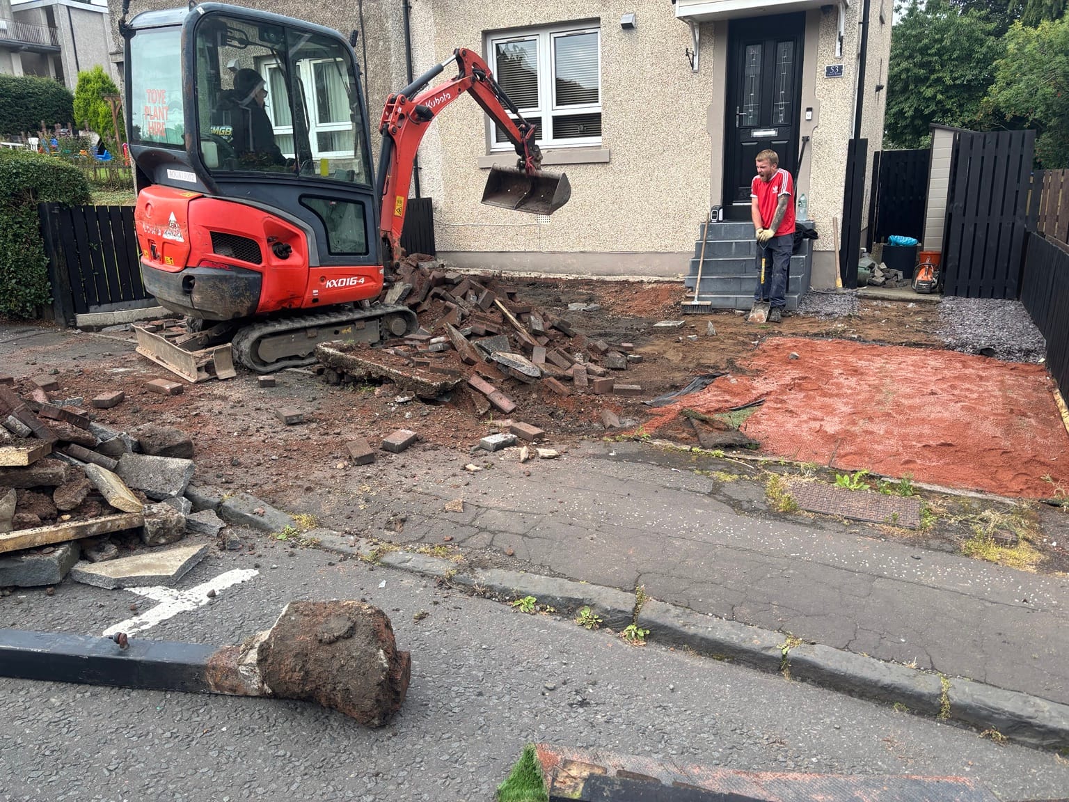 Cambuslang garden and driveway during excavation