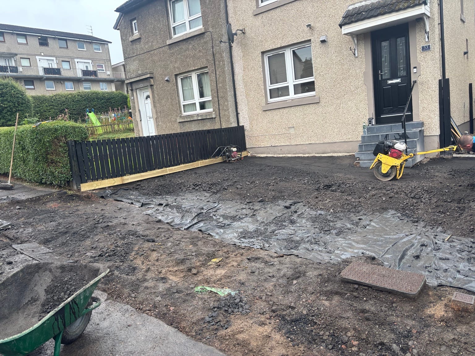 Driveway during ground preparation